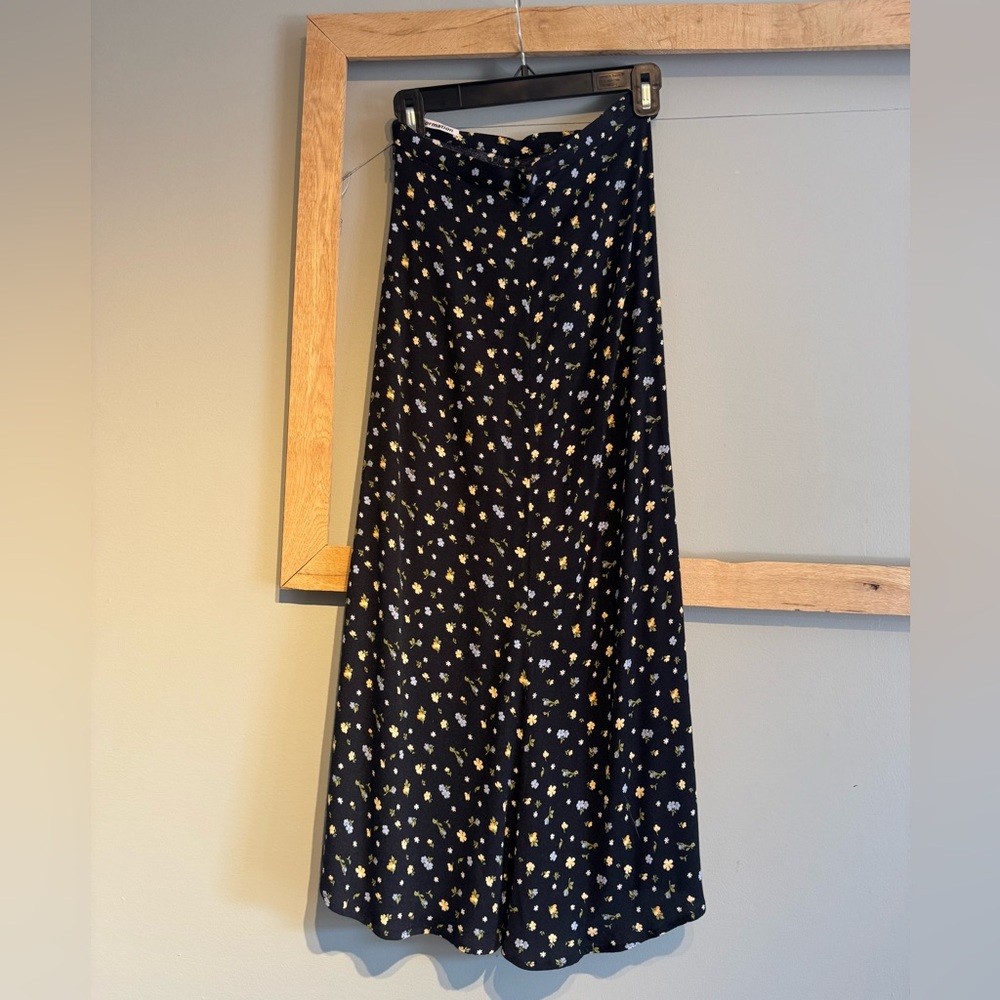 Reformation Floral Black Skirt